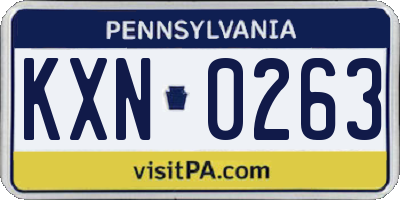 PA license plate KXN0263