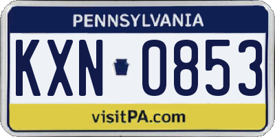 PA license plate KXN0853