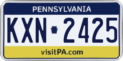 PA license plate KXN2425