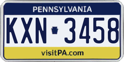 PA license plate KXN3458