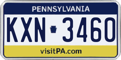 PA license plate KXN3460
