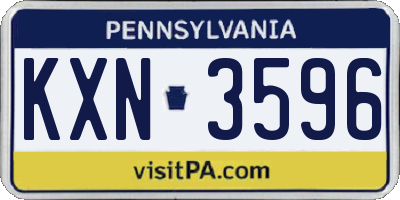 PA license plate KXN3596