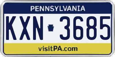 PA license plate KXN3685