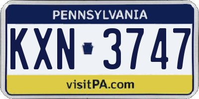 PA license plate KXN3747