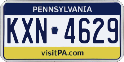 PA license plate KXN4629