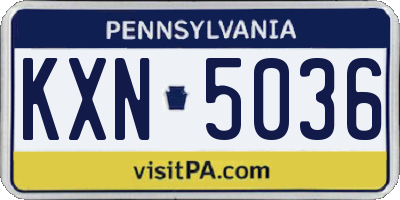 PA license plate KXN5036