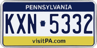 PA license plate KXN5332