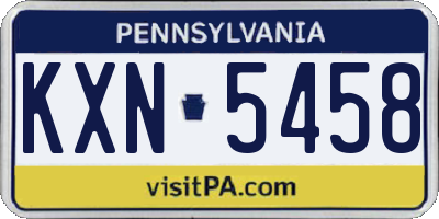 PA license plate KXN5458
