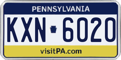 PA license plate KXN6020