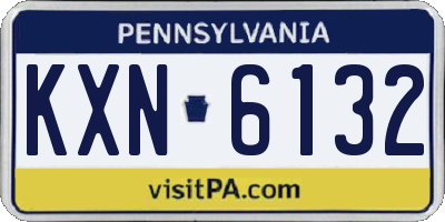 PA license plate KXN6132