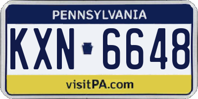 PA license plate KXN6648