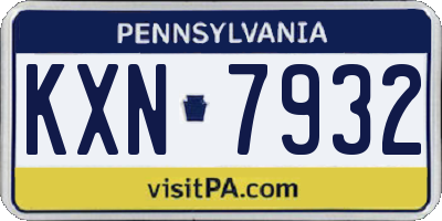 PA license plate KXN7932