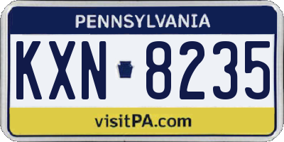 PA license plate KXN8235