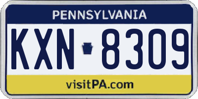 PA license plate KXN8309