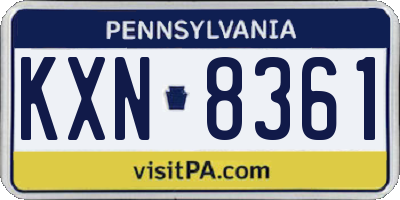 PA license plate KXN8361