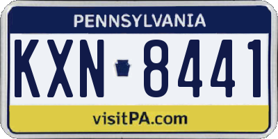 PA license plate KXN8441