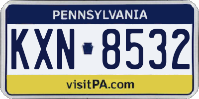 PA license plate KXN8532