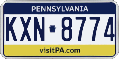 PA license plate KXN8774