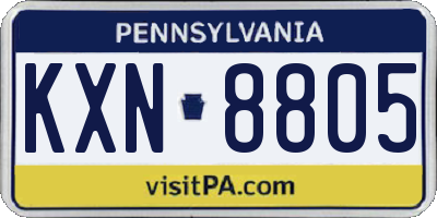PA license plate KXN8805