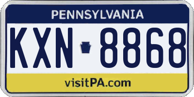 PA license plate KXN8868