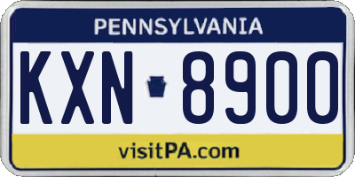 PA license plate KXN8900