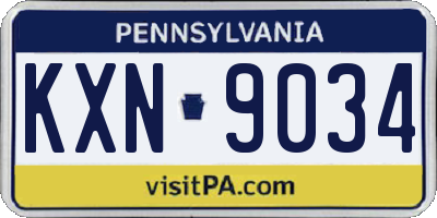 PA license plate KXN9034