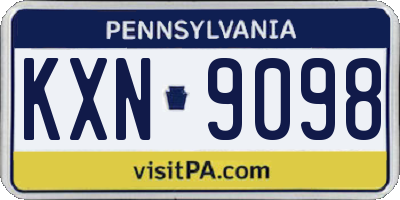 PA license plate KXN9098