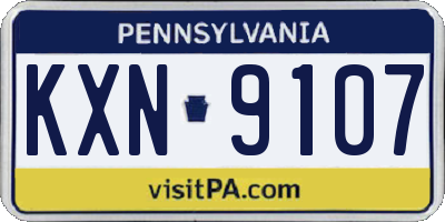 PA license plate KXN9107
