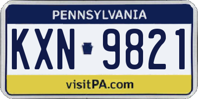 PA license plate KXN9821
