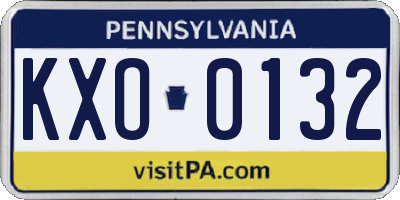PA license plate KXO0132