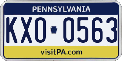 PA license plate KXO0563