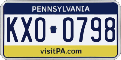 PA license plate KXO0798