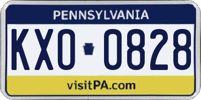 PA license plate KXO0828
