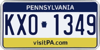 PA license plate KXO1349