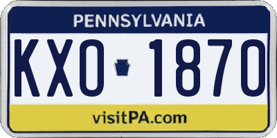PA license plate KXO1870