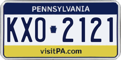 PA license plate KXO2121