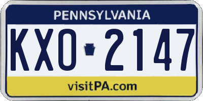 PA license plate KXO2147