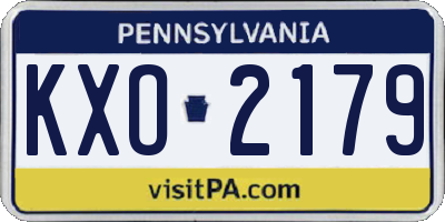 PA license plate KXO2179