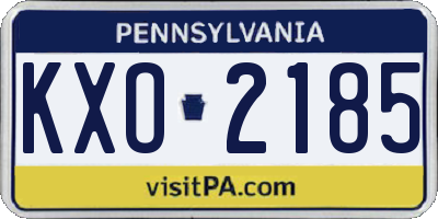 PA license plate KXO2185