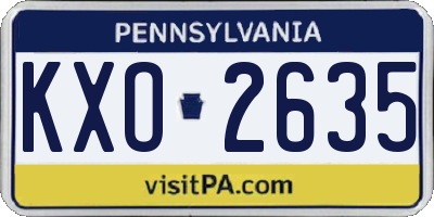 PA license plate KXO2635