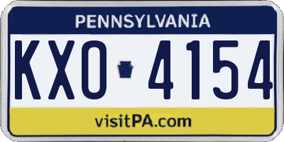 PA license plate KXO4154