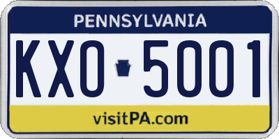 PA license plate KXO5001