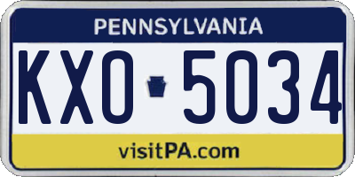 PA license plate KXO5034