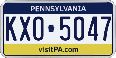 PA license plate KXO5047