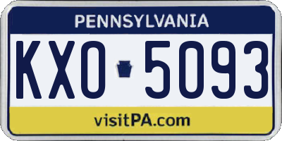 PA license plate KXO5093