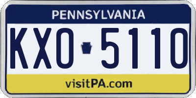 PA license plate KXO5110