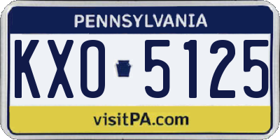 PA license plate KXO5125