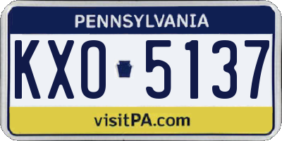 PA license plate KXO5137