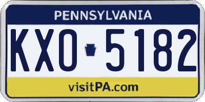 PA license plate KXO5182
