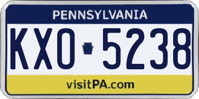 PA license plate KXO5238